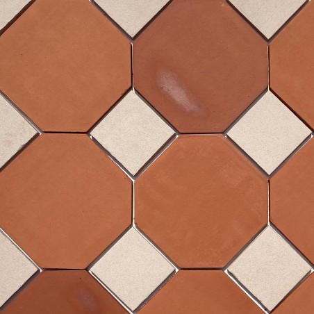 Terracotta CLASSIC ACHTECK, Einleger 10x10 ECRU
