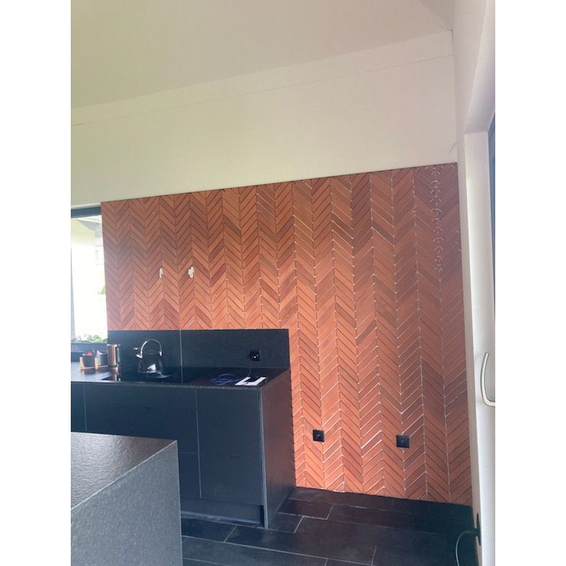 Terracotta COTTO Fischgrätfliese 24x5, Küche